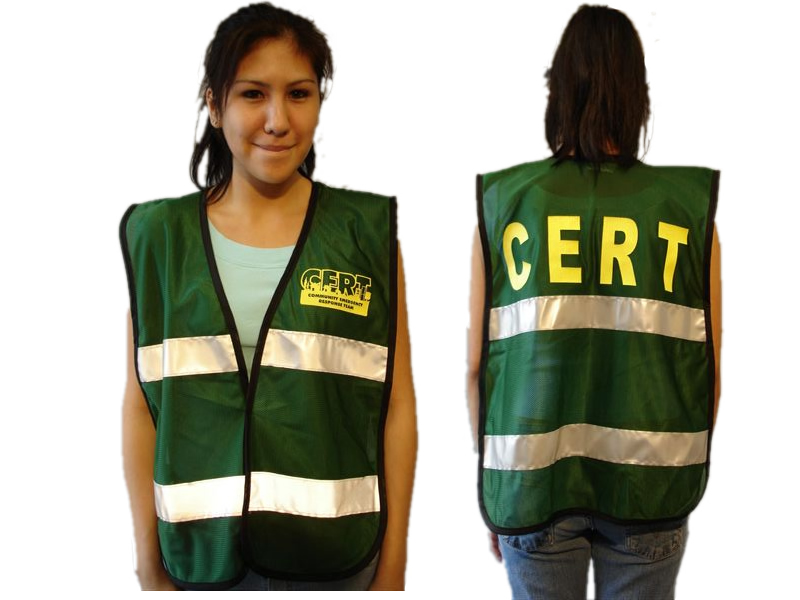 C.E.R.T Green Mesh Safety Vest with Reflective Stripes and Logo