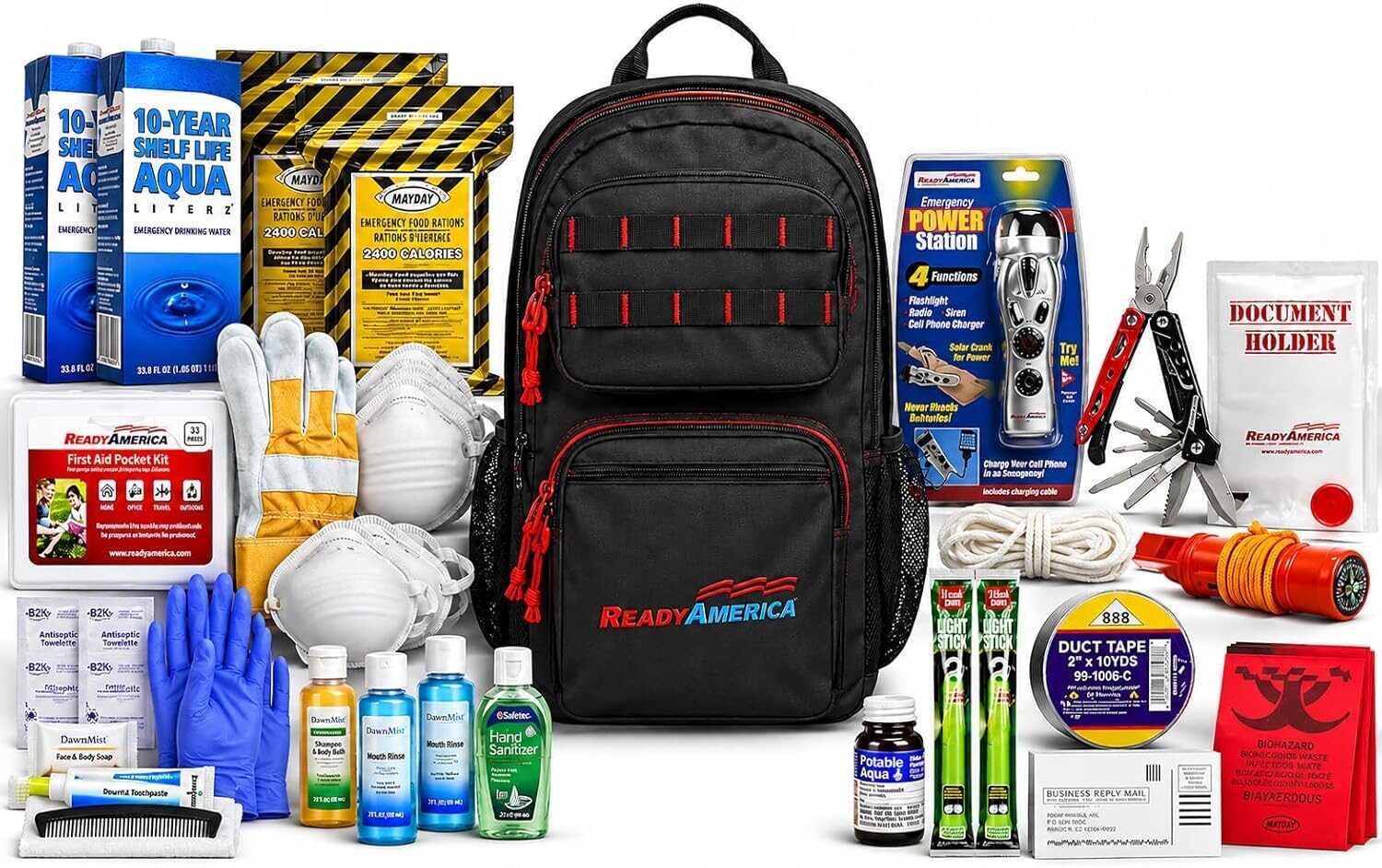 2 Person Professional Emergency Kit (3 Day Backpack) 10 Year Shelf Life Food & Water
